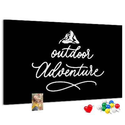 Tablero de corcho decorado Aventuras de montaña al aire libre y en plena naturaleza.