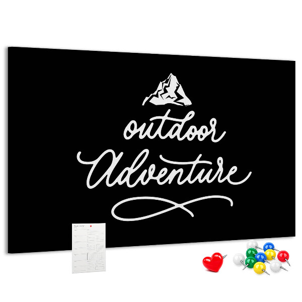Tablero de corcho decorado Aventuras de montaña al aire libre y en plena naturaleza.