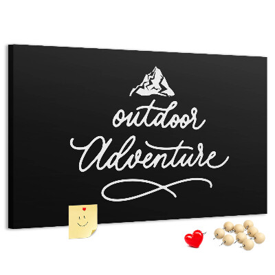Tablero de corcho decorado Aventuras de montaña al aire libre y en plena naturaleza.