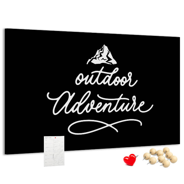 Tablero de corcho decorado Aventuras de montaña al aire libre y en plena naturaleza.