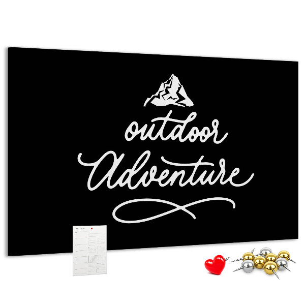 Tablero de corcho decorado Aventuras de montaña al aire libre y en plena naturaleza.