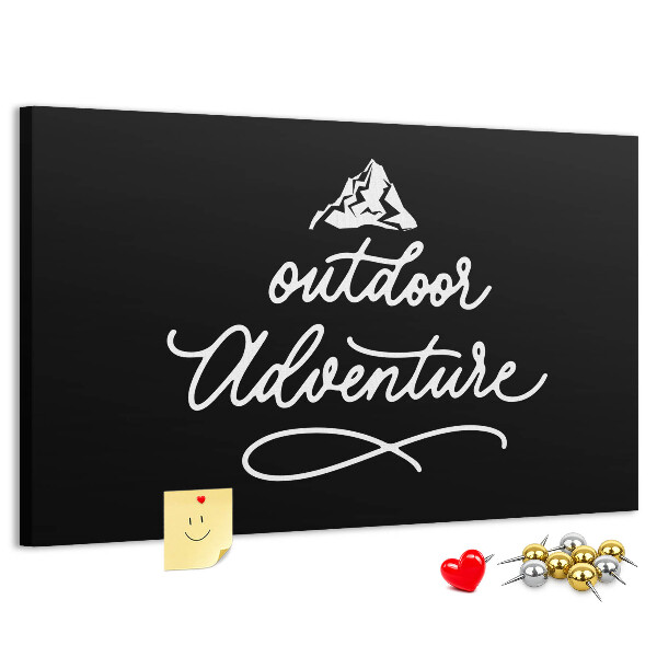Tablero de corcho decorado Aventuras de montaña al aire libre y en plena naturaleza.