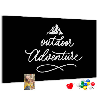 Tablero de corcho decorado Aventuras de montaña al aire libre y en plena naturaleza.