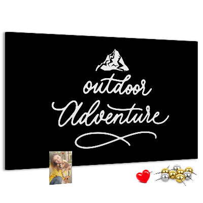 Tablero de corcho decorado Aventuras de montaña al aire libre y en plena naturaleza.