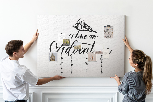 Tablero de corcho decorado diseño con temática de aventuras en la montaña