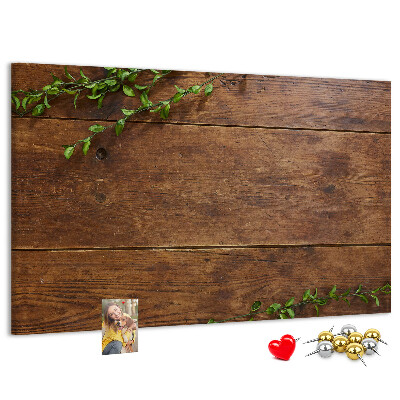 Pizarra de corcho Madera natural con ramas verdes