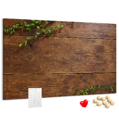 Pizarra de corcho Madera natural con ramas verdes