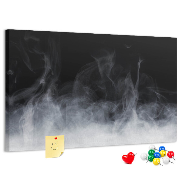 Pizarra de corcho danza sensual de la niebla sobre un fondo negro