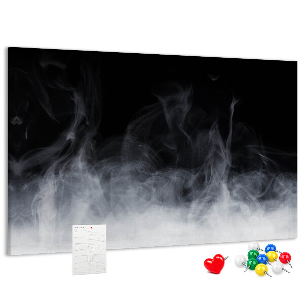 Pizarra de corcho danza sensual de la niebla sobre un fondo negro