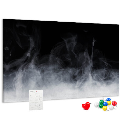 Pizarra de corcho danza sensual de la niebla sobre un fondo negro