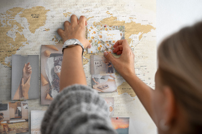 Tablero de corcho decorativo mapa del mundo con marcadores de ubicación