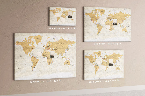 Tablero de corcho decorativo mapa del mundo con marcadores de ubicación
