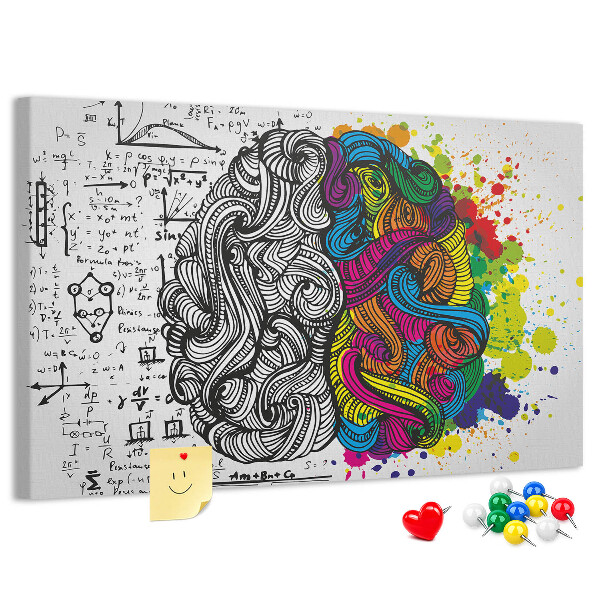 Tablero de anuncios diseño con cerebro y creatividad en armonía de colores
