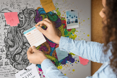 Tablero de anuncios diseño con cerebro y creatividad en armonía de colores