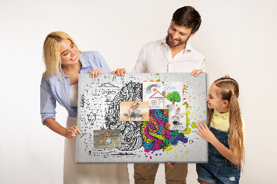 Tablero de anuncios diseño con cerebro y creatividad en armonía de colores