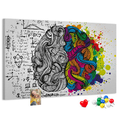 Tablero de anuncios diseño con cerebro y creatividad en armonía de colores