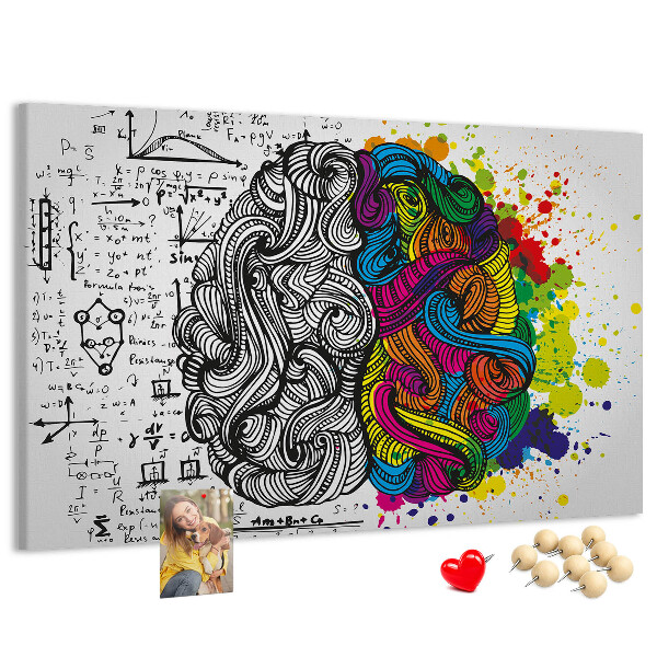 Tablero de anuncios diseño con cerebro y creatividad en armonía de colores