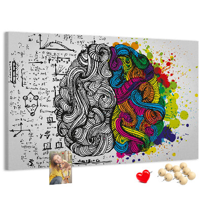 Tablero de anuncios diseño con cerebro y creatividad en armonía de colores