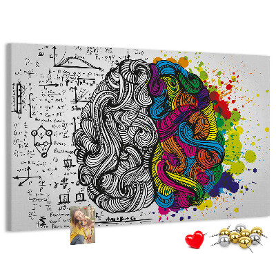 Tablero de anuncios diseño con cerebro y creatividad en armonía de colores