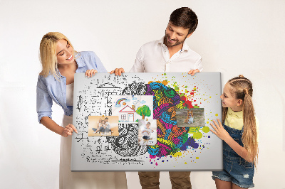 Tablero de anuncios diseño con cerebro y creatividad en armonía de colores