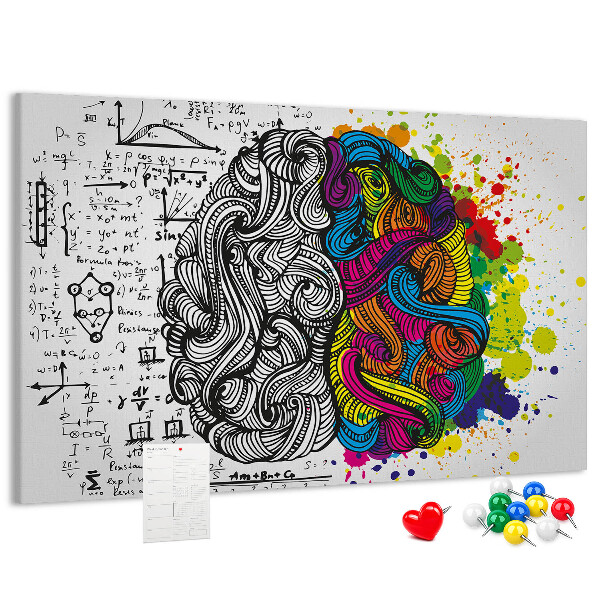 Tablero de anuncios diseño con cerebro y creatividad en armonía de colores