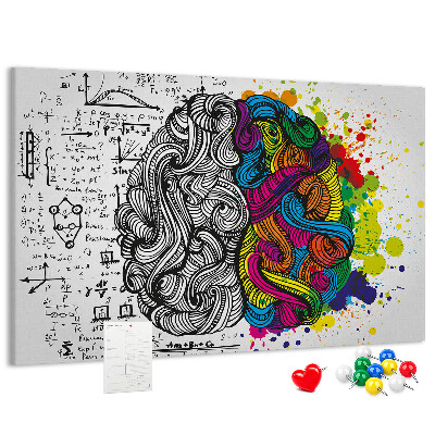 Tablero de anuncios diseño con cerebro y creatividad en armonía de colores