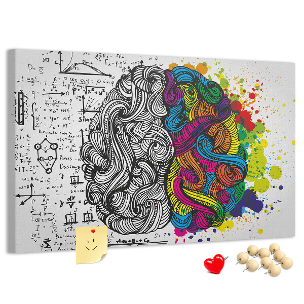Tablero de anuncios diseño con cerebro y creatividad en armonía de colores