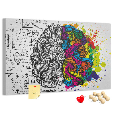 Tablero de anuncios diseño con cerebro y creatividad en armonía de colores