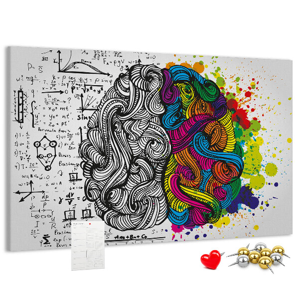 Tablero de anuncios diseño con cerebro y creatividad en armonía de colores