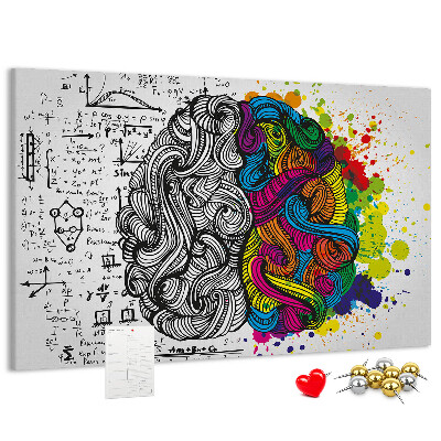 Tablero de anuncios diseño con cerebro y creatividad en armonía de colores