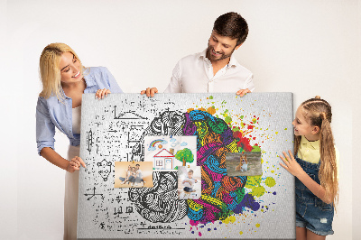 Tablero de anuncios diseño con cerebro y creatividad en armonía de colores