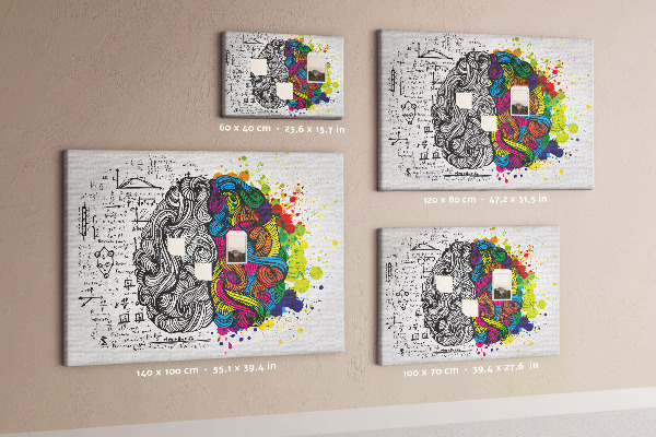 Tablero de anuncios diseño con cerebro y creatividad en armonía de colores