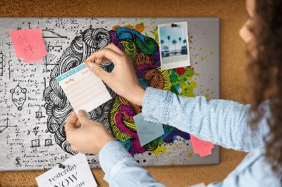 Tablero de anuncios diseño con cerebro y creatividad en armonía de colores