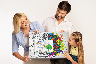 Tablero de anuncios diseño con cerebro y creatividad en armonía de colores