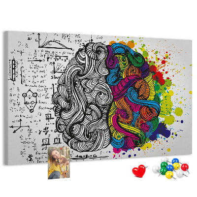Tablero de anuncios diseño con cerebro y creatividad en armonía de colores