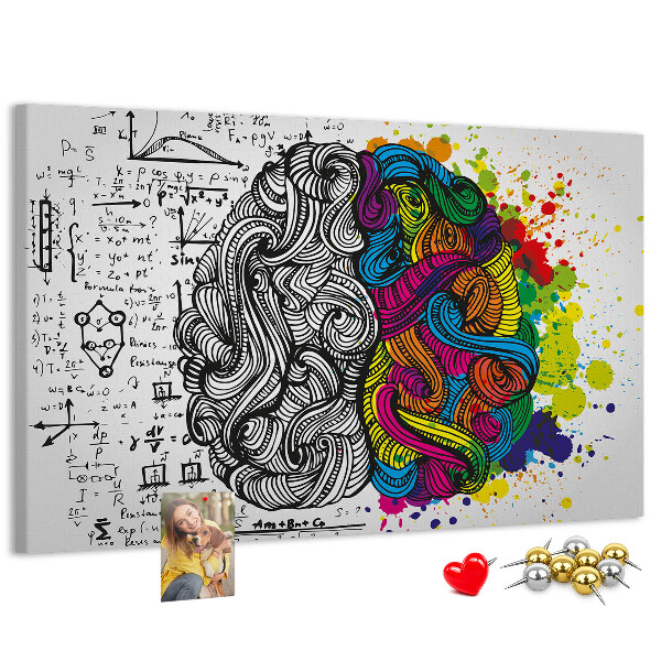 Tablero de anuncios diseño con cerebro y creatividad en armonía de colores