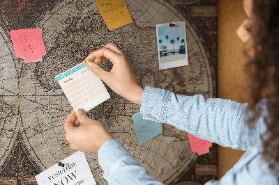Tablero de corcho decorativo mapa del mundo antiguo con detalles geográficos