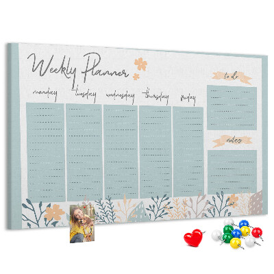 Pizarra de corcho Estampado floral en el plan semanal