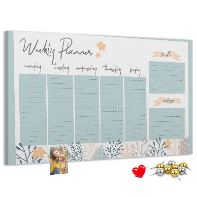 Pizarra de corcho Estampado floral en el plan semanal