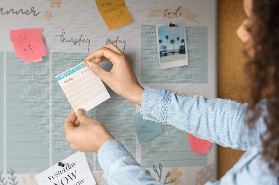 Pizarra de corcho Estampado floral en el plan semanal