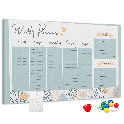 Pizarra de corcho Estampado floral en el plan semanal