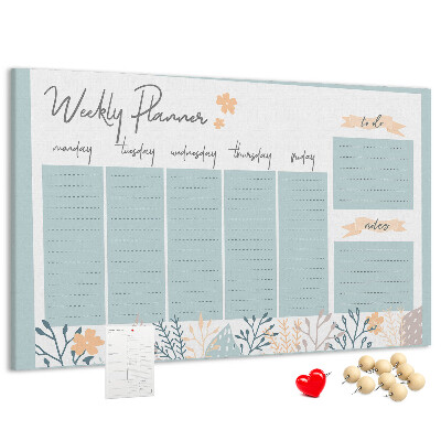 Pizarra de corcho Estampado floral en el plan semanal