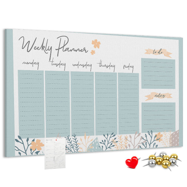 Pizarra de corcho Estampado floral en el plan semanal