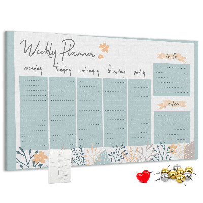 Pizarra de corcho Estampado floral en el plan semanal