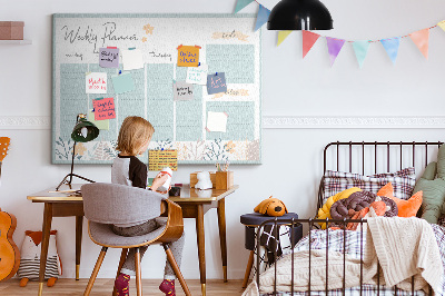 Pizarra de corcho Estampado floral en el plan semanal