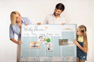 Pizarra de corcho Estampado floral en el plan semanal