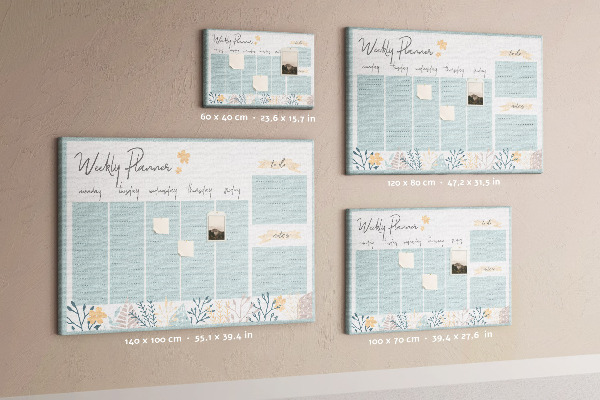 Pizarra de corcho Estampado floral en el plan semanal