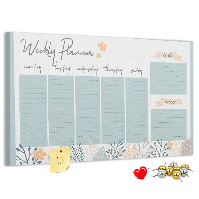 Pizarra de corcho Estampado floral en el plan semanal