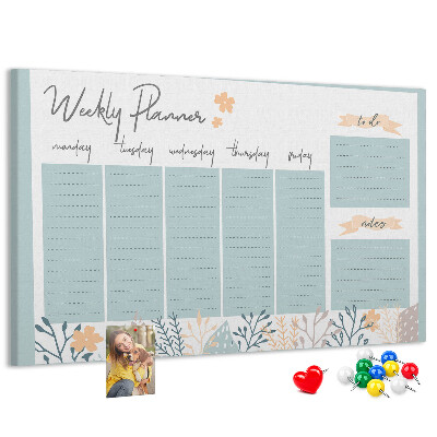 Pizarra de corcho Estampado floral en el plan semanal