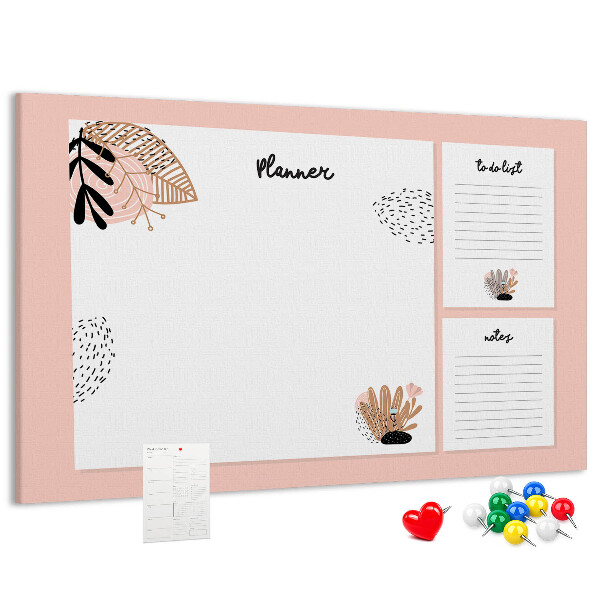 Tablero de corcho decorado con un elegante diseño de detalles florales